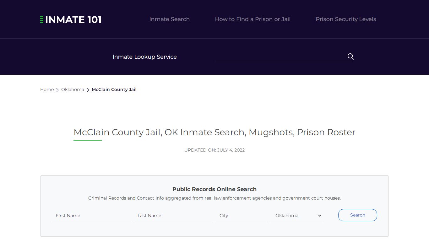 McClain County Jail, OK Inmate Search, Mugshots, Prison ...